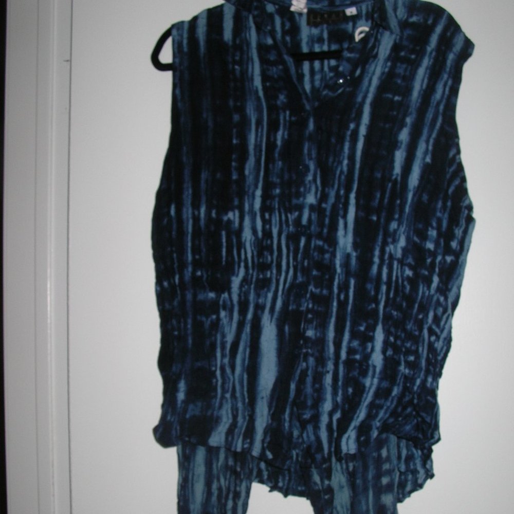 Vintage? Kenar Studio BLUE stripe pants sleeveless top set small medium 10 12